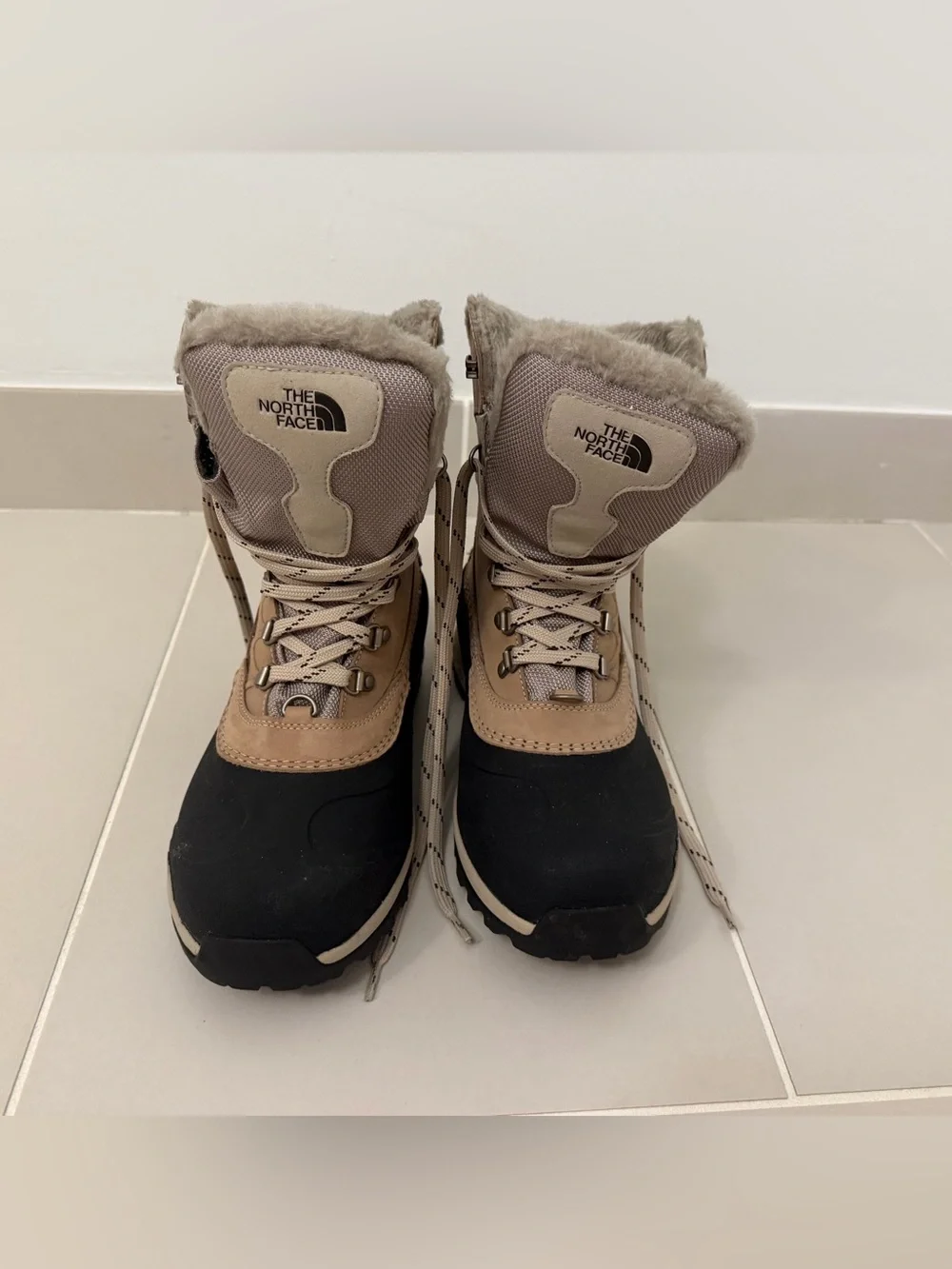 The North Face Kids Snow Boots in Tan and Black
